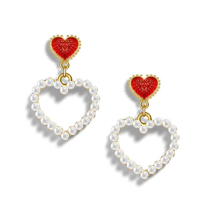 PopTopping Pearl Love Heart Drop Earrings For Women