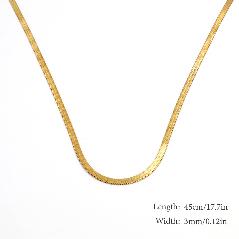 18k Gold Plated Stainless Steel Cuban Chain Snakebone Necklace