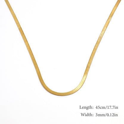 18k Gold Plated Stainless Steel Cuban Chain Snakebone Necklace