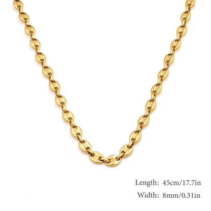 18k Gold Plated Stainless Steel Cuban Chain Snakebone Necklace