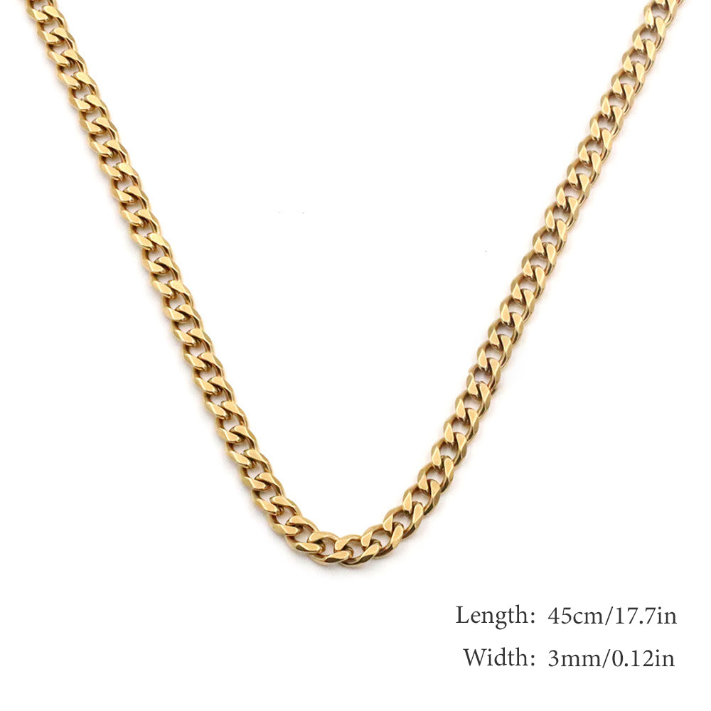 18k Gold Plated Stainless Steel Cuban Chain Snakebone Necklace