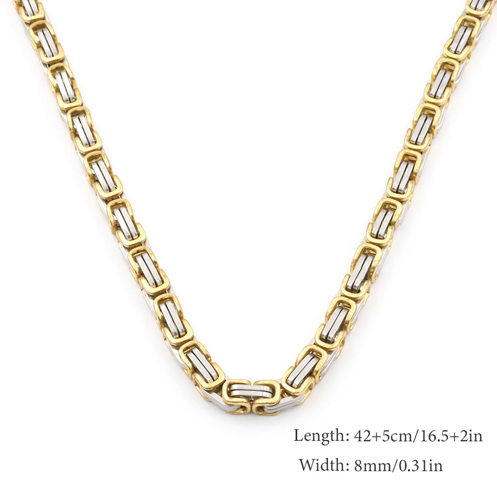 18k Gold Plated Stainless Steel Cuban Chain Snakebone Necklace