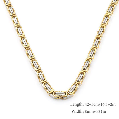 18k Gold Plated Stainless Steel Cuban Chain Snakebone Necklace