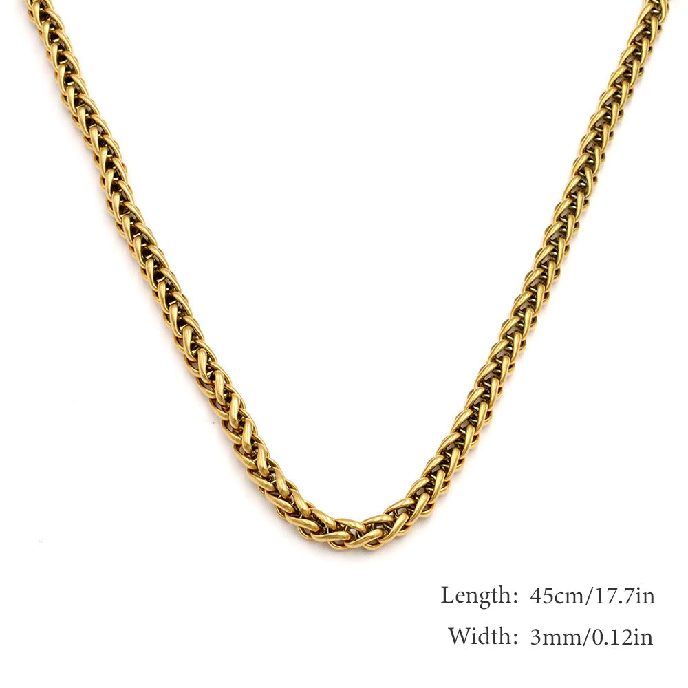 18k Gold Plated Stainless Steel Cuban Chain Snakebone Necklace