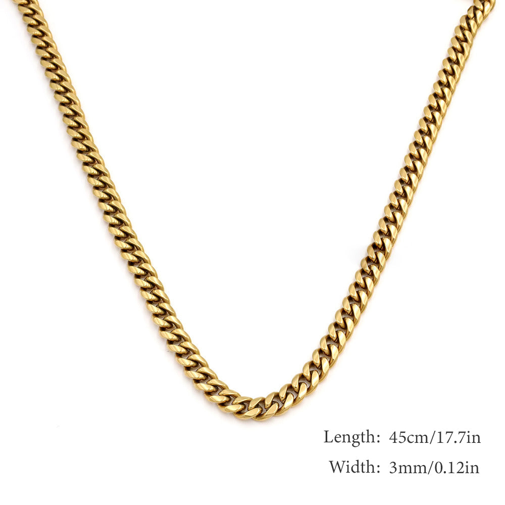 18k Gold Plated Stainless Steel Cuban Chain Snakebone Necklace