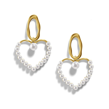 PopTopping Pearl Love Heart Drop Earrings For Women