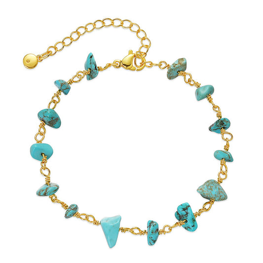 Pure Handmade Turquoise Bracelet Copper Plated 18K Genuine Gold Geometric Turquoise Bracelet