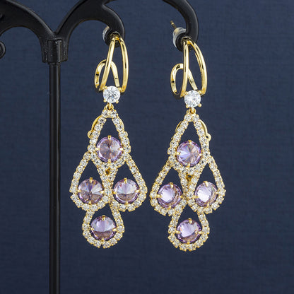 PopTopping Violet Crystal Tassel Earrings