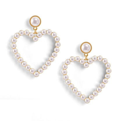 PopTopping Pearl Love Heart Drop Earrings For Women