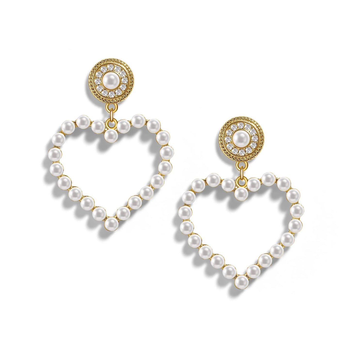 PopTopping Pearl Love Heart Drop Earrings For Women