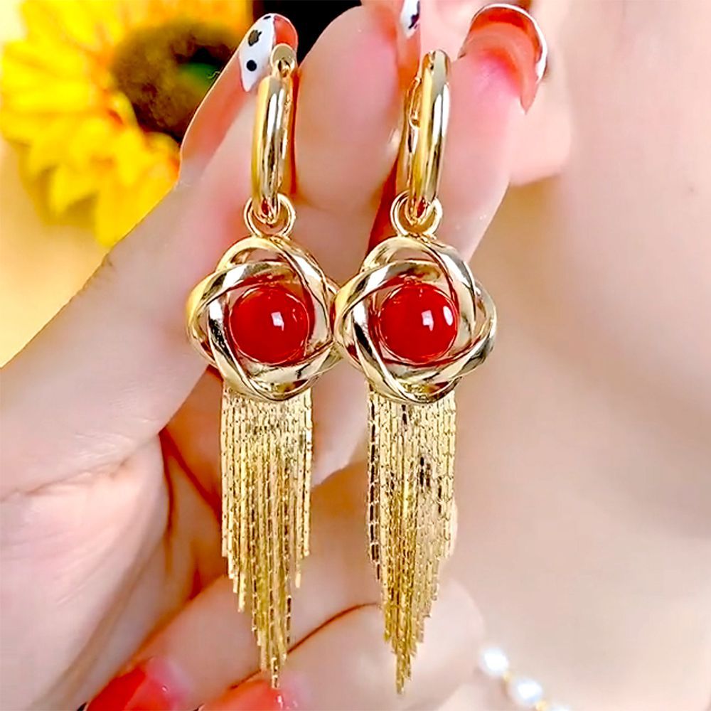 PopTopping Spiral Pearl Tassel Earrings