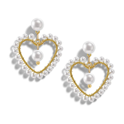 PopTopping Pearl Love Heart Drop Earrings For Women