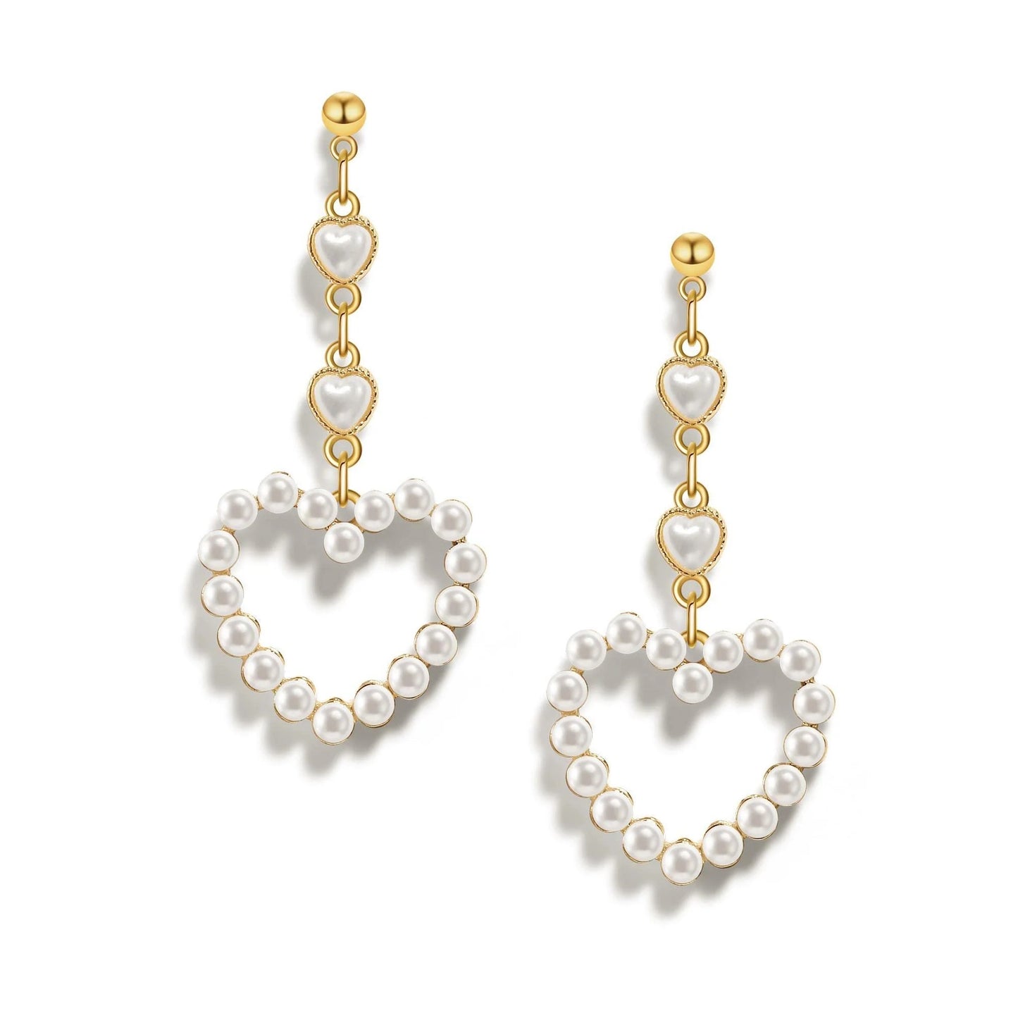 PopTopping Pearl Love Heart Drop Earrings For Women