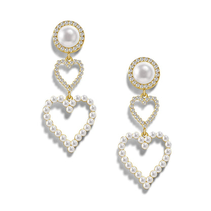 PopTopping Pearl Love Heart Drop Earrings For Women