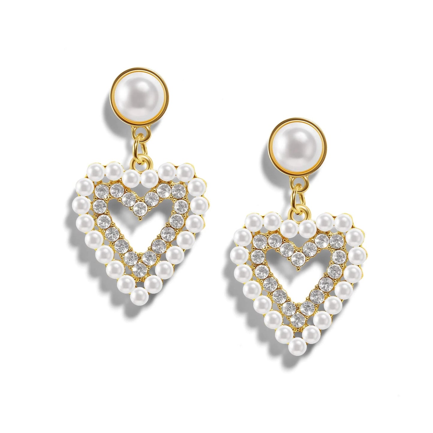 PopTopping Pearl Love Heart Drop Earrings For Women