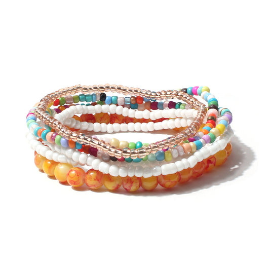 Poptopping Bohemian Style Layered Beaded Adjustable Bracelets for Women