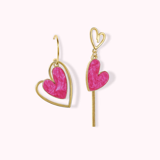 PopTopping Asymmetrical Heart Earrings Heart Drop Earrings For Girls