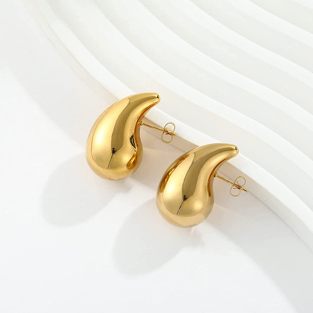 Poptopping 2023 Gold Plated Pop Oval Drop Studs Earrings