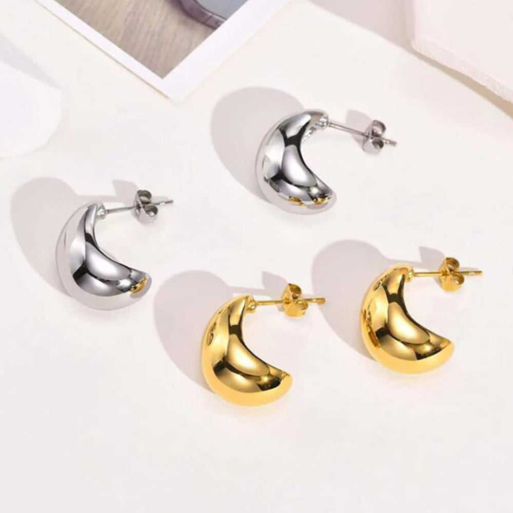 Poptopping 2023 Gold Plated Pop Oval Drop Studs Earrings