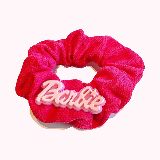 Poptopping Barbie Pink Cute Plush Hair Ties Elastics Hair Care Ponytail Holder No Damage