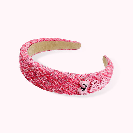 Poptopping Barbie Pink Sponge Tweed Hairband