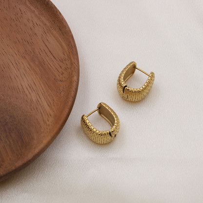 Poptopping Gold U-Shape Trendy Fashion Stud Earrings