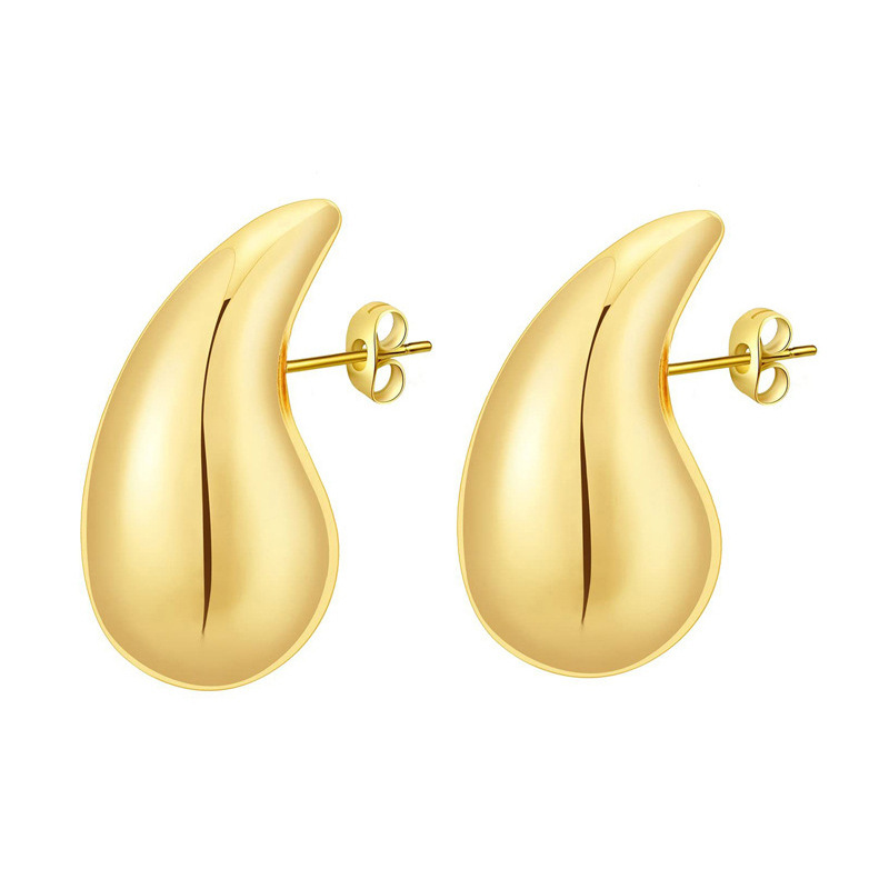 Poptopping 2023 Gold Plated Pop Oval Drop Studs Earrings