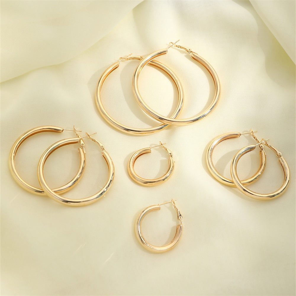 Potopping Large Round Loop Gold Earrings For Women