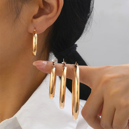 Potopping Large Round Loop Gold Earrings For Women