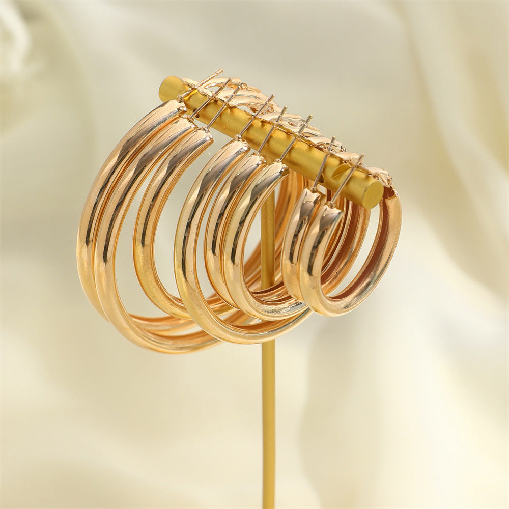 Potopping Large Round Loop Gold Earrings For Women