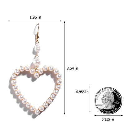 PopTopping Pearl Love Heart Drop Earrings For Women