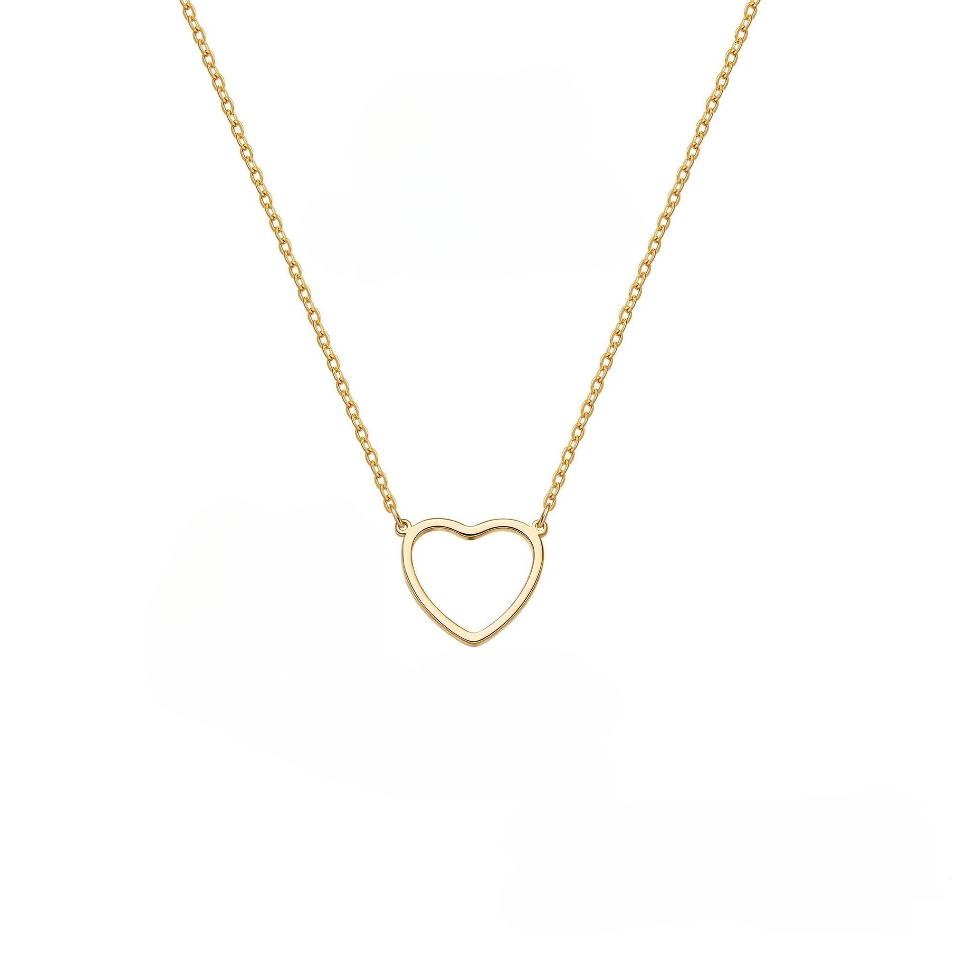 Cute Heart Necklace Tiny 14k Gold Heart Pendant Choker Necklaces Small Gold  Love Open Heart Chain Necklace for Women Dainty Gold Necklace