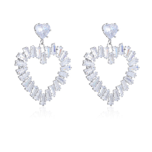 Love diamond earrings s925 silver pin light luxury senior sense of earrings personalized versatile earrings