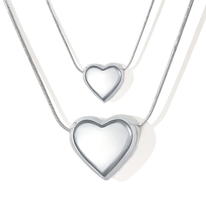 PopTopping Love Heart Layered Necklaces Chunky Heart Pendant Necklaces For Women Sterling Silver Heart Choker Necklaces For Gift On Birthday Thanksgiving Christmas Valentine's Day