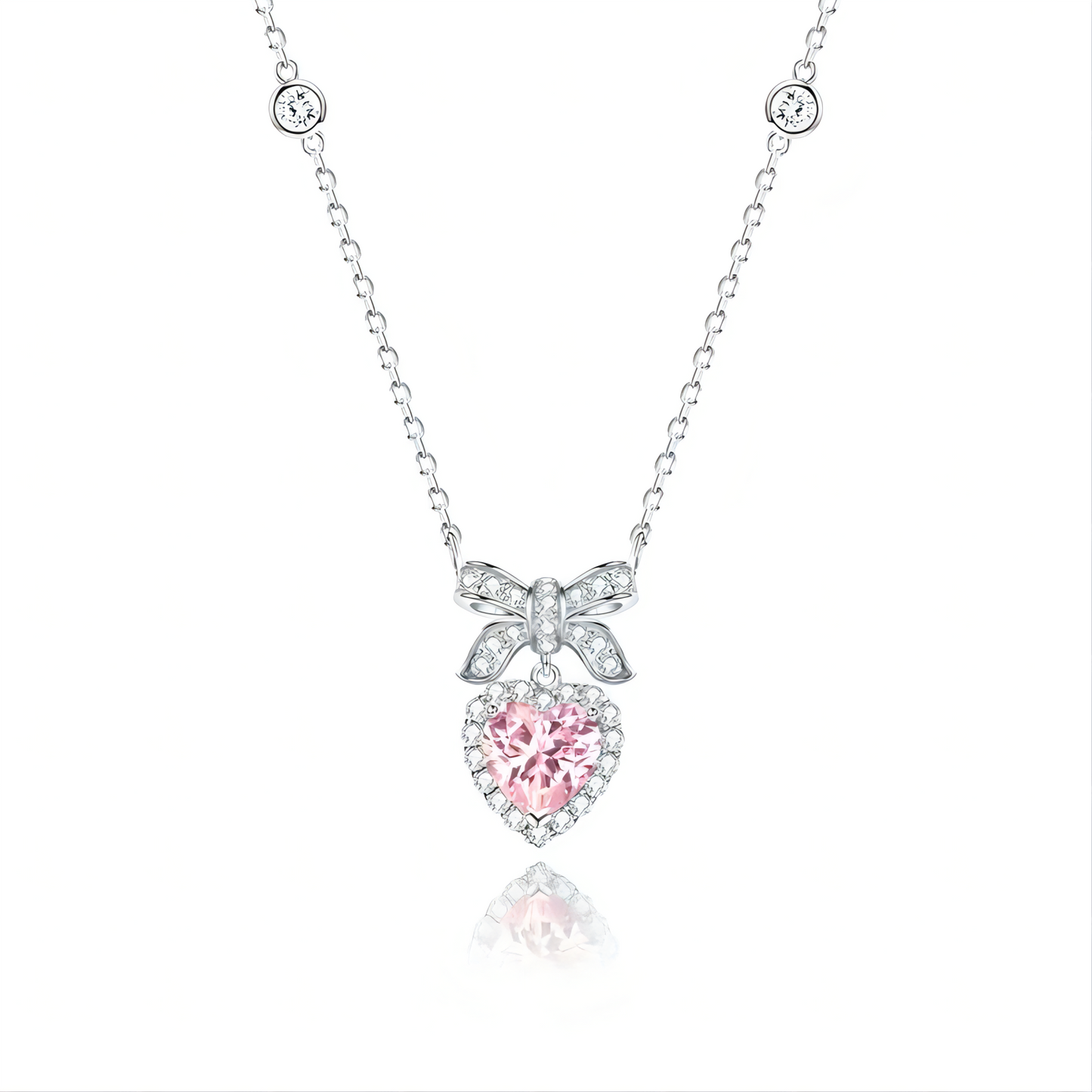 PopTopping Pink Crystal Heart Necklace