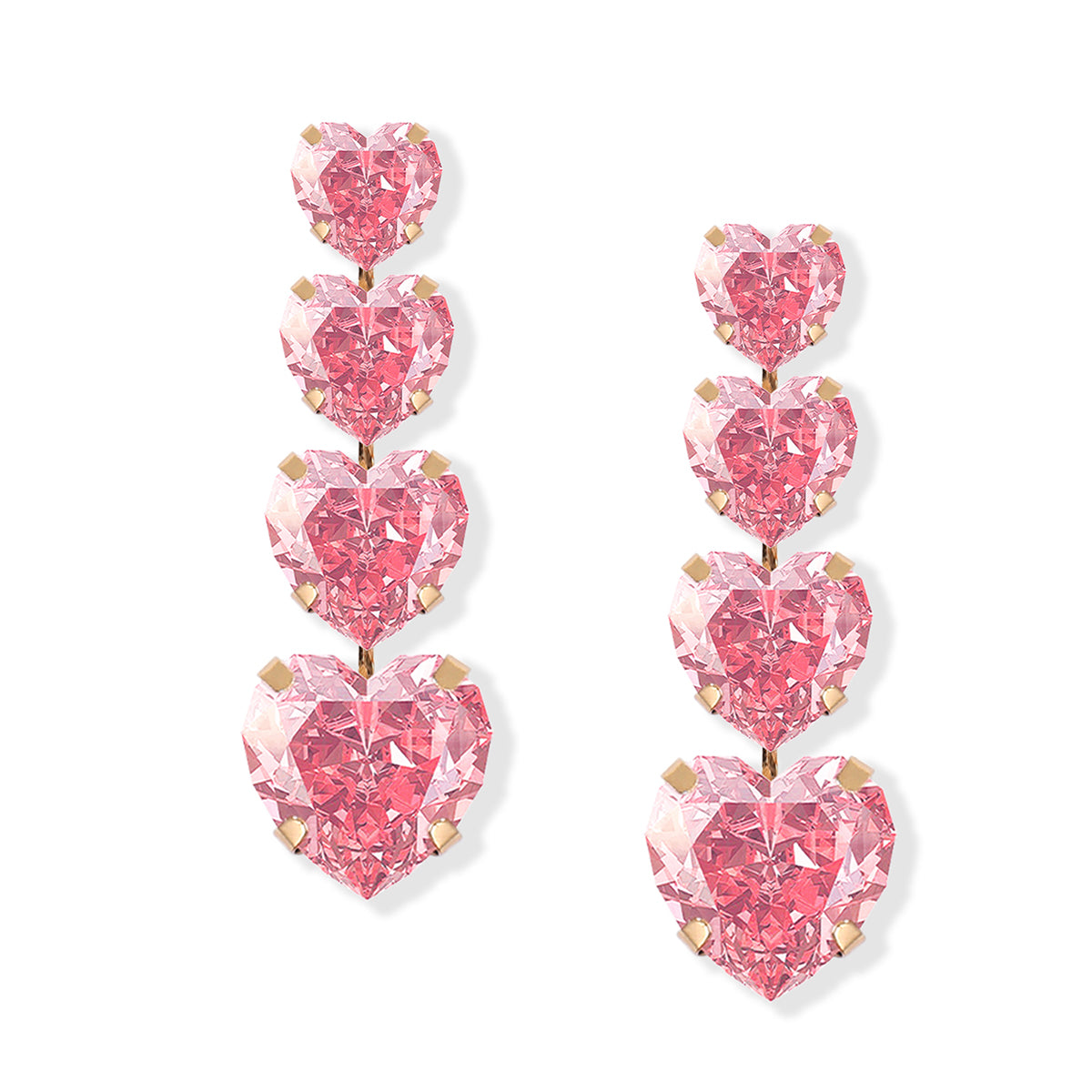 Wagcay Crystal Heart Earrings Dangle Rhinestone Heart Earrings Love Heart Drop Earrings For Women Valentine's Day Mother's Day Birthday Gift